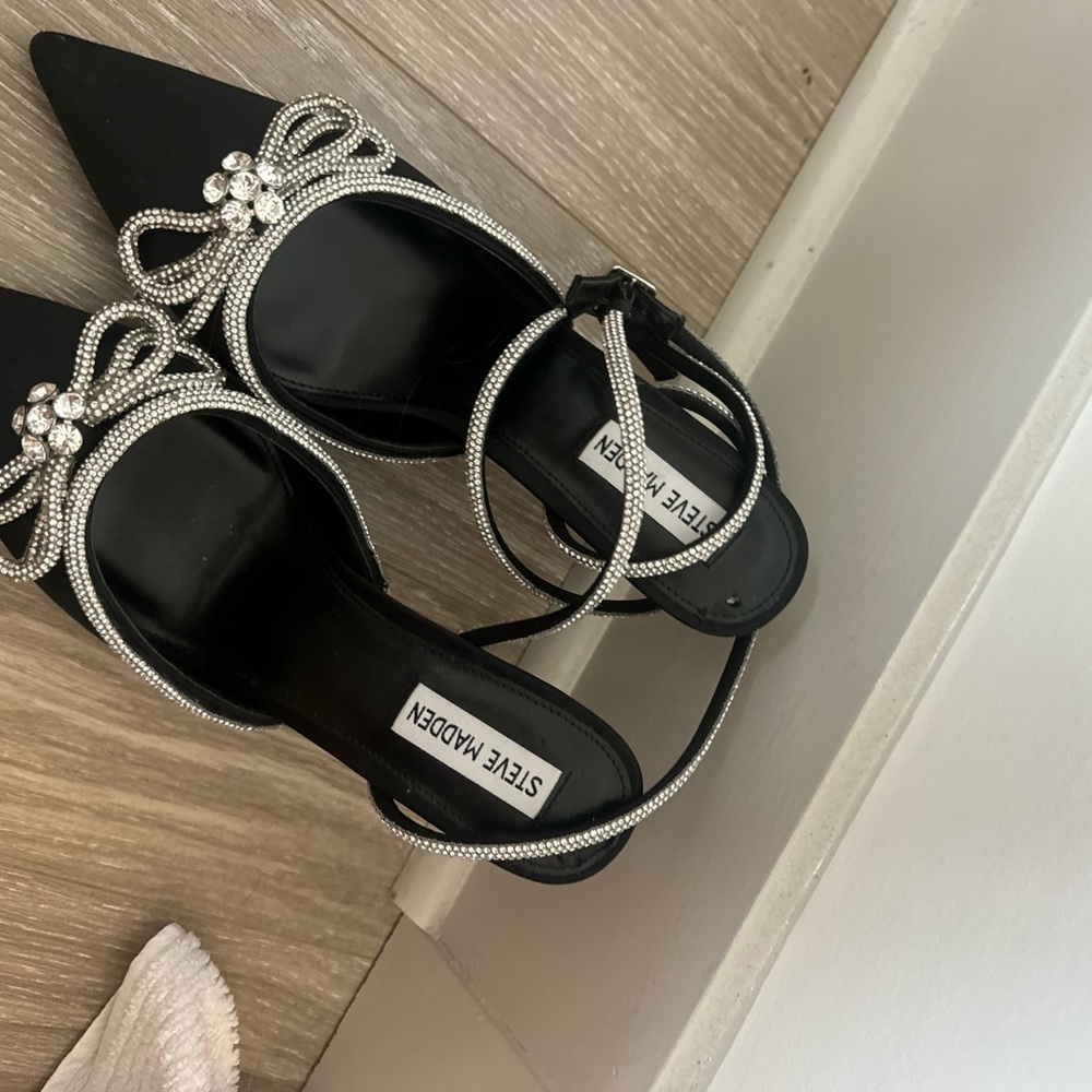 Steve Madden Black Heels with Silver Embellishments